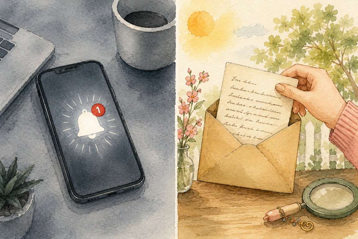 phone notification vs handwritten letter - Gina's Letters